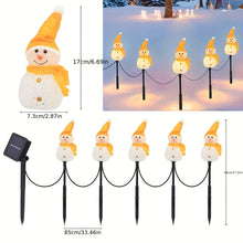 5pcs Solar Christmas Snowman LED Flashing Decoration Fairy Lights with 1 Solar Panel for Lawn and Garden Decoration, New Year Decorations, Christmas Gifts