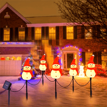 5pcs Solar Christmas Snowman LED Flashing Decoration Fairy Lights with 1 Solar Panel for Lawn and Garden Decoration, New Year Decorations, Christmas Gifts