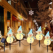 5pcs Solar Christmas Snowman LED Flashing Decoration Fairy Lights with 1 Solar Panel for Lawn and Garden Decoration, New Year Decorations, Christmas Gifts