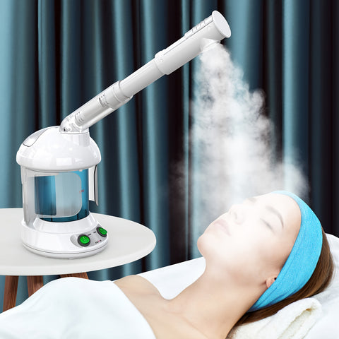 Fulog Nano Ionic Facial Steamer – 360° Rotatable Arm, Portable Deep Cleaning Facial Spa with Stainless Steel Skin Kits for Home or Salon Use